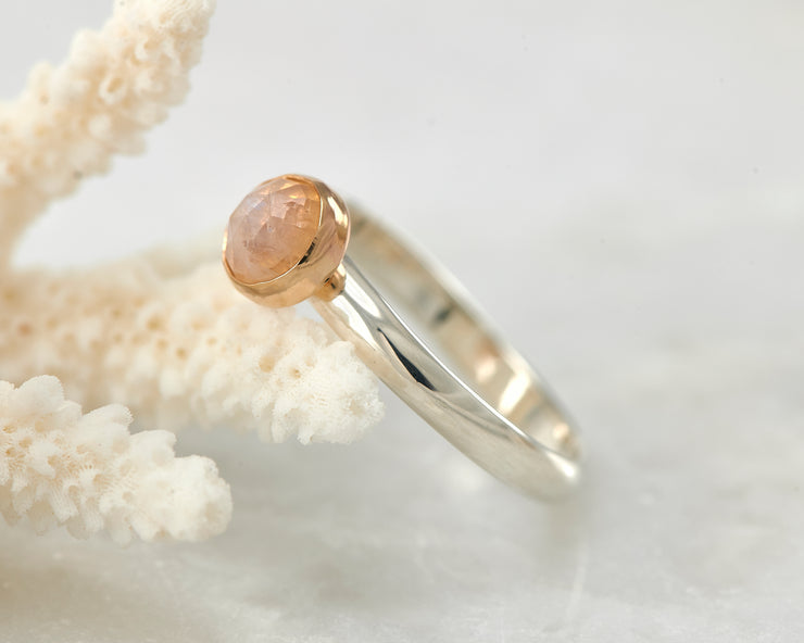 moonstone engagement ring on coral