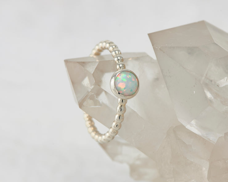matching beaded silver opal ring
