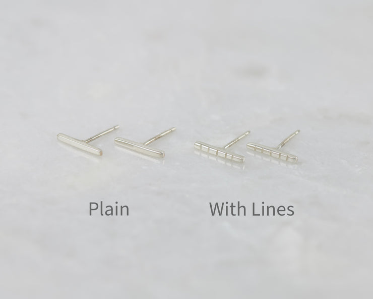Simple Bar Stud Earrings - Plan and With Lines