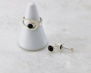 black onyx stud earrings and matching ring