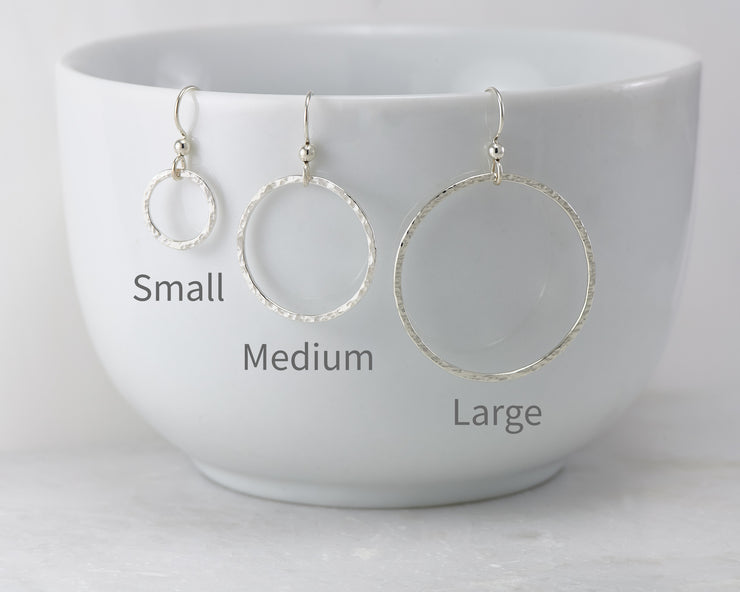 silver hoop earrings small, medium, large