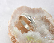 hammered silver simple ring in geode