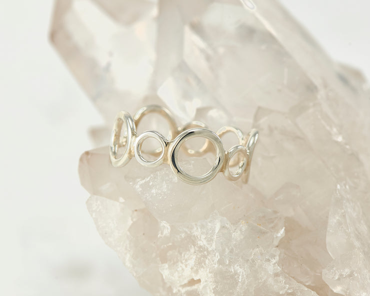 Silver statement ring on crystal rock