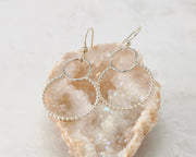 beaded circles hoop silver polished earring in quartz