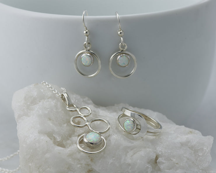 full opal silver jewelry set