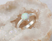 central opal ring in quartz