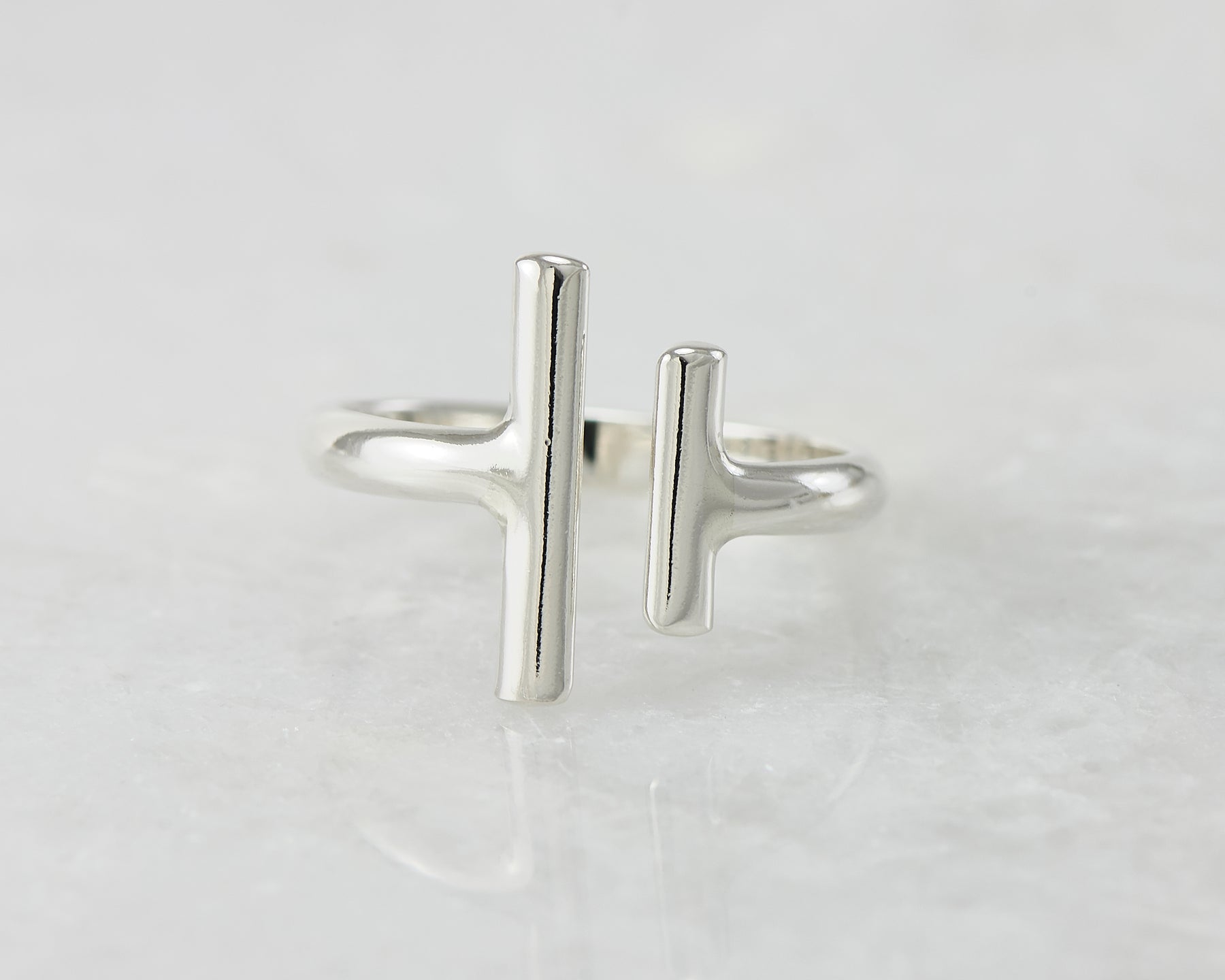 Silver Parallel Bars Ring - Geometric Lines Ring - Artulia Jewelry