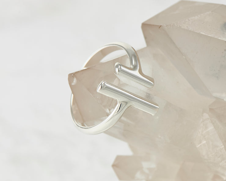 parallel bars ring on crystal rock