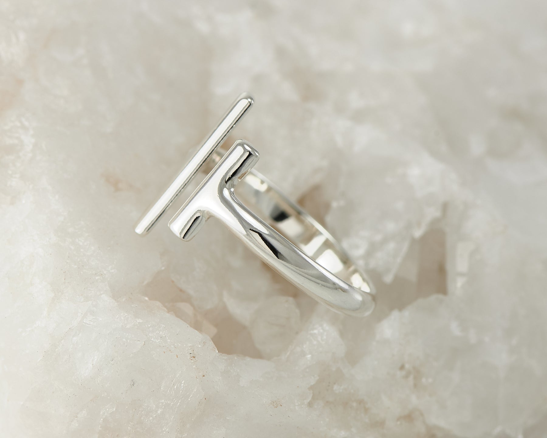 Silver Parallel Bars Ring - Geometric Lines Ring - Artulia Jewelry