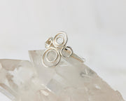 Silver many circles ring on crystal rock