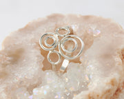 many circles silver ring in quartz