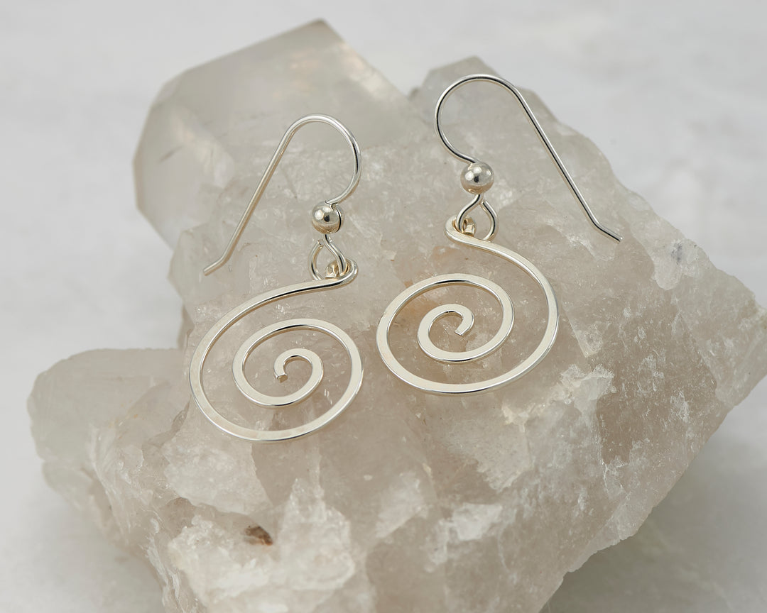 925 Argento Donna Orecchini Tondo Cerchio Swirl Spirale