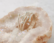 statement silver wrap ring in geode