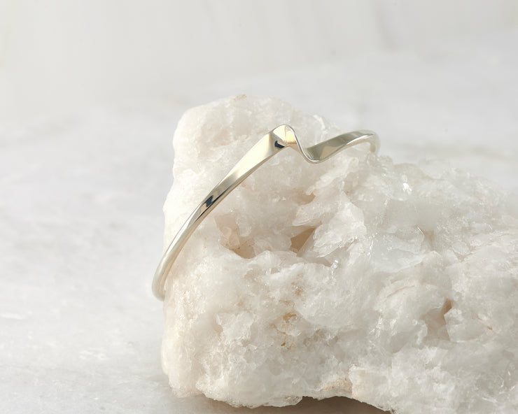 cuff bracelet silver wrapped around white rock