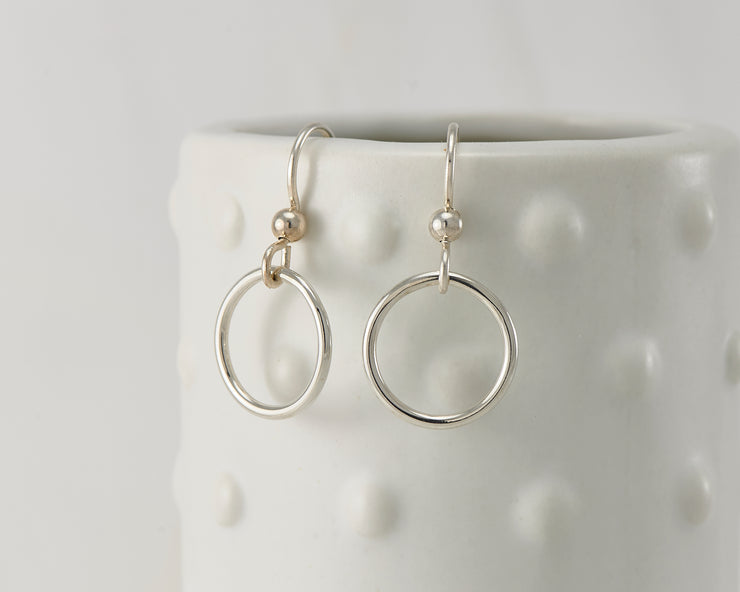 Small Silver Hoop Earrings - Circle Dangle Earrings by Artulia Jewelry