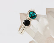 silver stacking rings turquoise and black onyx ring on crystal rock