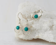 Turquoise dangle earrings and matching ring