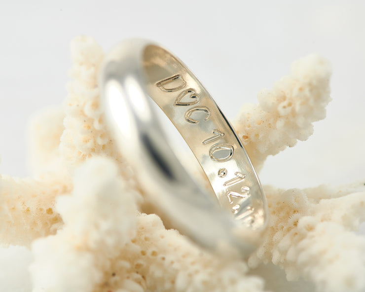 Custom wedding band engraving inside ring